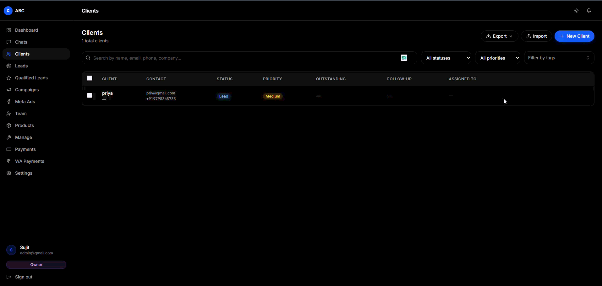 Bulk Import Clients dialog.